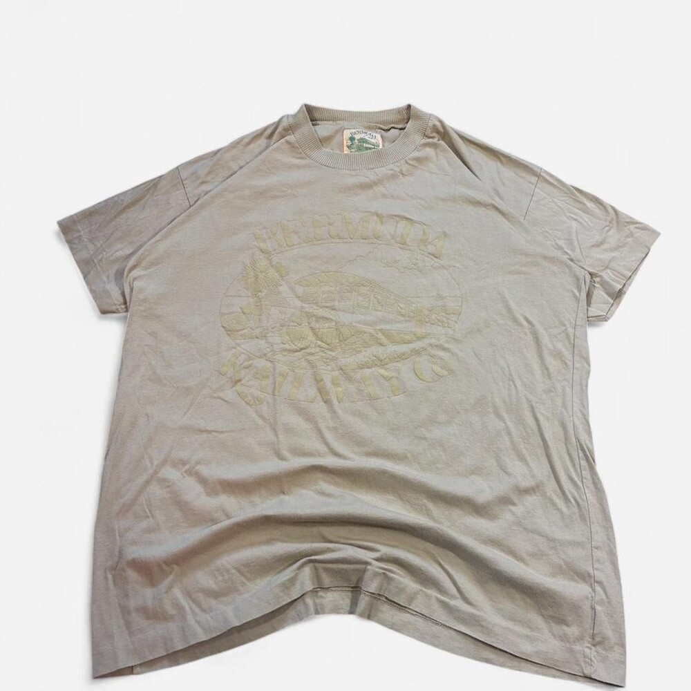 Vintage Bermuda Railway Single Stitch T Shirt Sz XL Tan